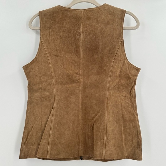 CHADWICKS of Boston Women’s 100% Leather Tan Zip Down Lined Vest Size Small - Picture 2 of 15